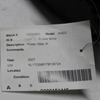 2007-2011 CHEVY AVEO RIGHT PASSENGER SIDE VIEW POWER MIRROR