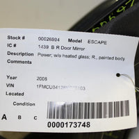 2008-2009 FORD ESACPE RIGHT PASSENGER POWER SIDE VIEW MIRROR