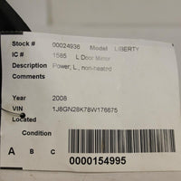 2008-2012 JEEP LIBERTY LEFT DRIVER POWER MIRROR