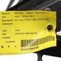 2008-2009 Mercedes Benz C300 Passenger Right Side Power Door Mirror Black 30966