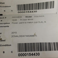 2010-2011 CHEVY EQUINOX RIGHT PASSENGER POWER SIDE VIEW MIRROR