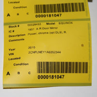 2010 2011 CHEVY EQUINOX RIGHT PASSENGER POWER SIDE VIEW MIRROR CHROME