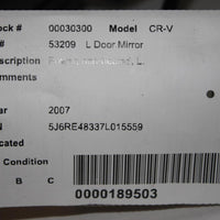 2007-2011 HONDA CR-V DRIVER LEFT SIDE POWER DOOR MIRROR BLACK